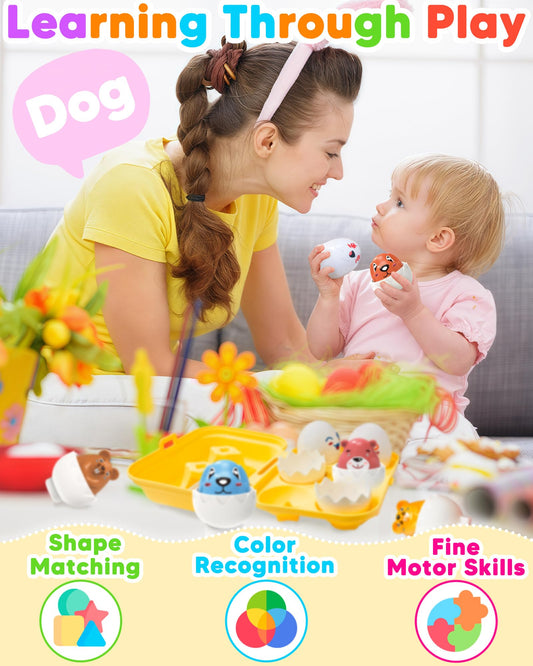 Walenced Easter Egg Toys for Toddlers 1-3 – Sensory Matching Eggs, Pre-filled Easter Eggs