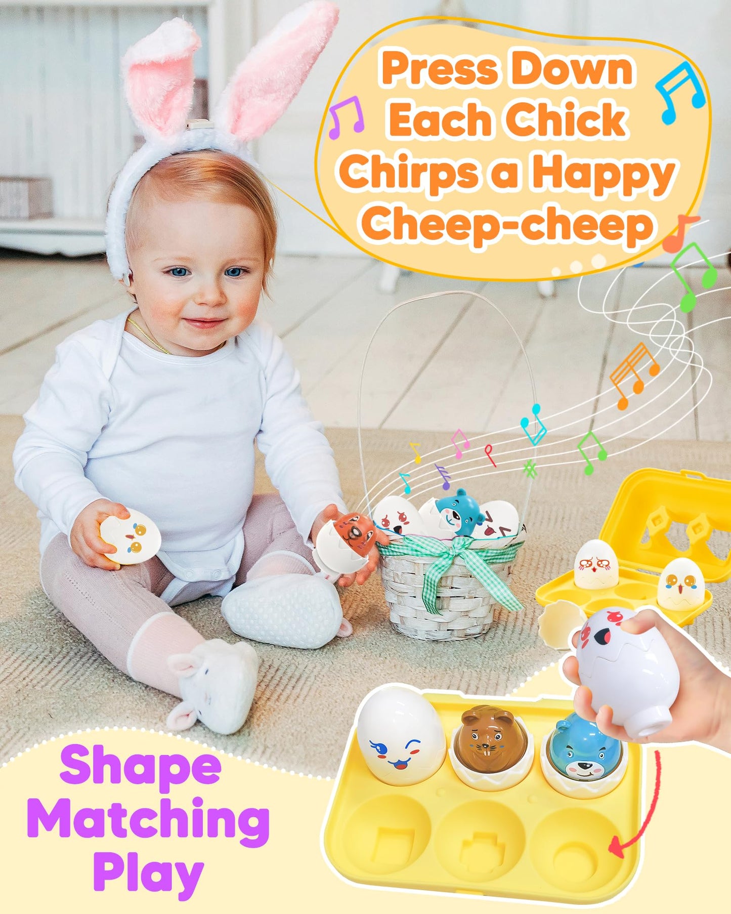 Walenced Easter Egg Toys for Toddlers 1-3 – Sensory Matching Eggs, Pre-filled Easter Eggs