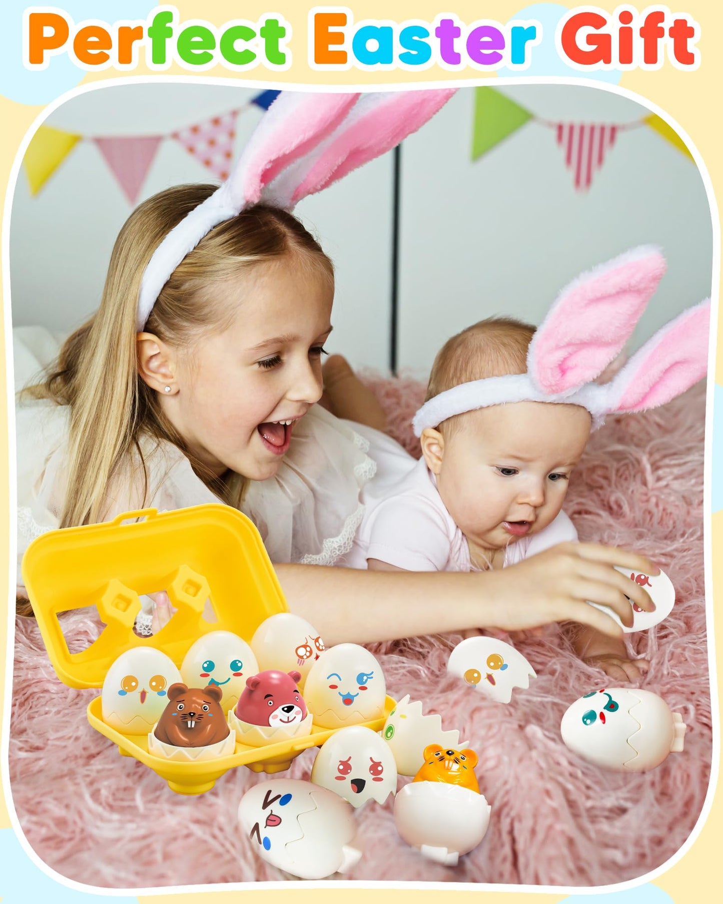 Walenced Easter Egg Toys for Toddlers 1-3 – Sensory Matching Eggs, Pre-filled Easter Eggs
