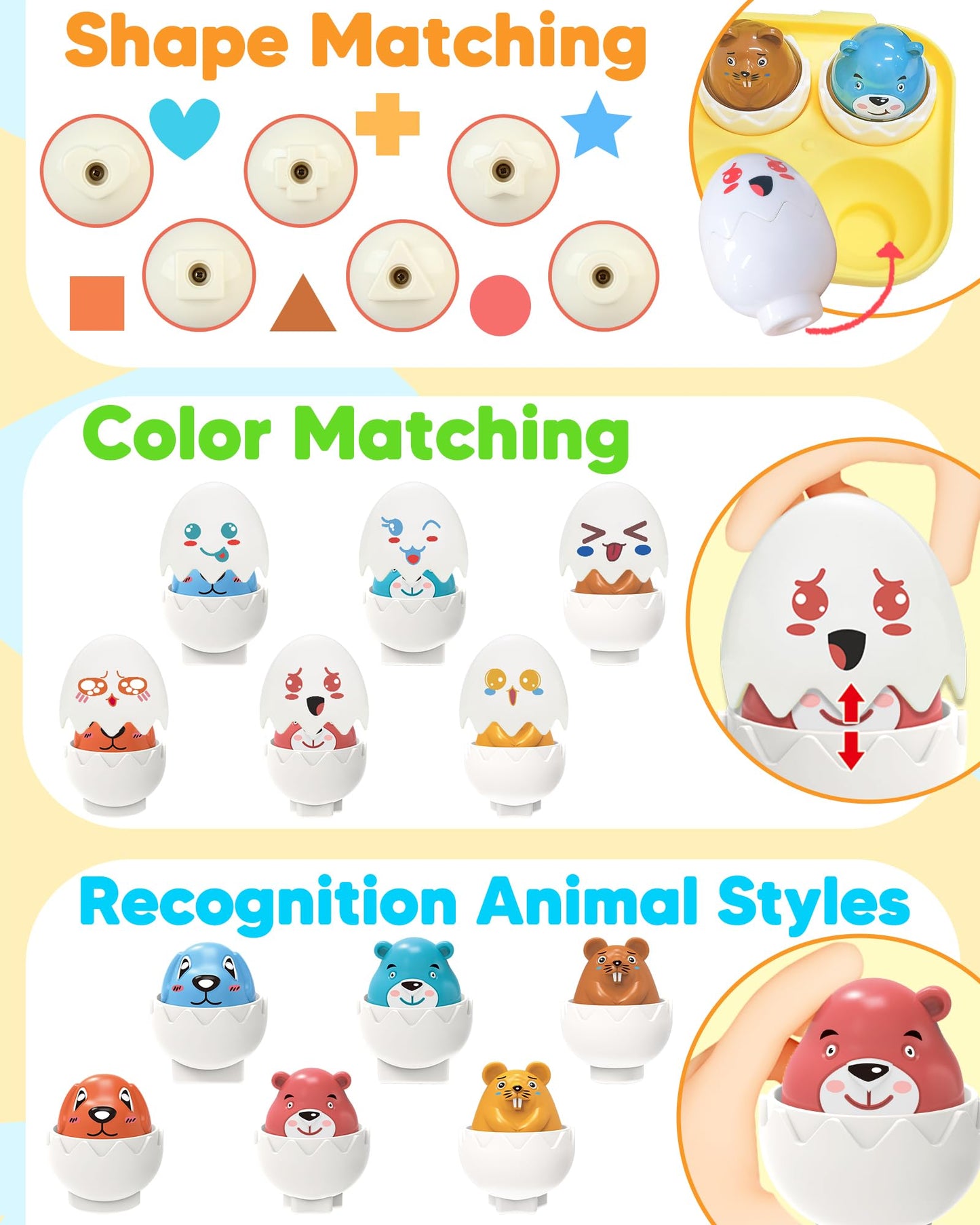 Walenced Easter Egg Toys for Toddlers 1-3 – Sensory Matching Eggs, Pre-filled Easter Eggs