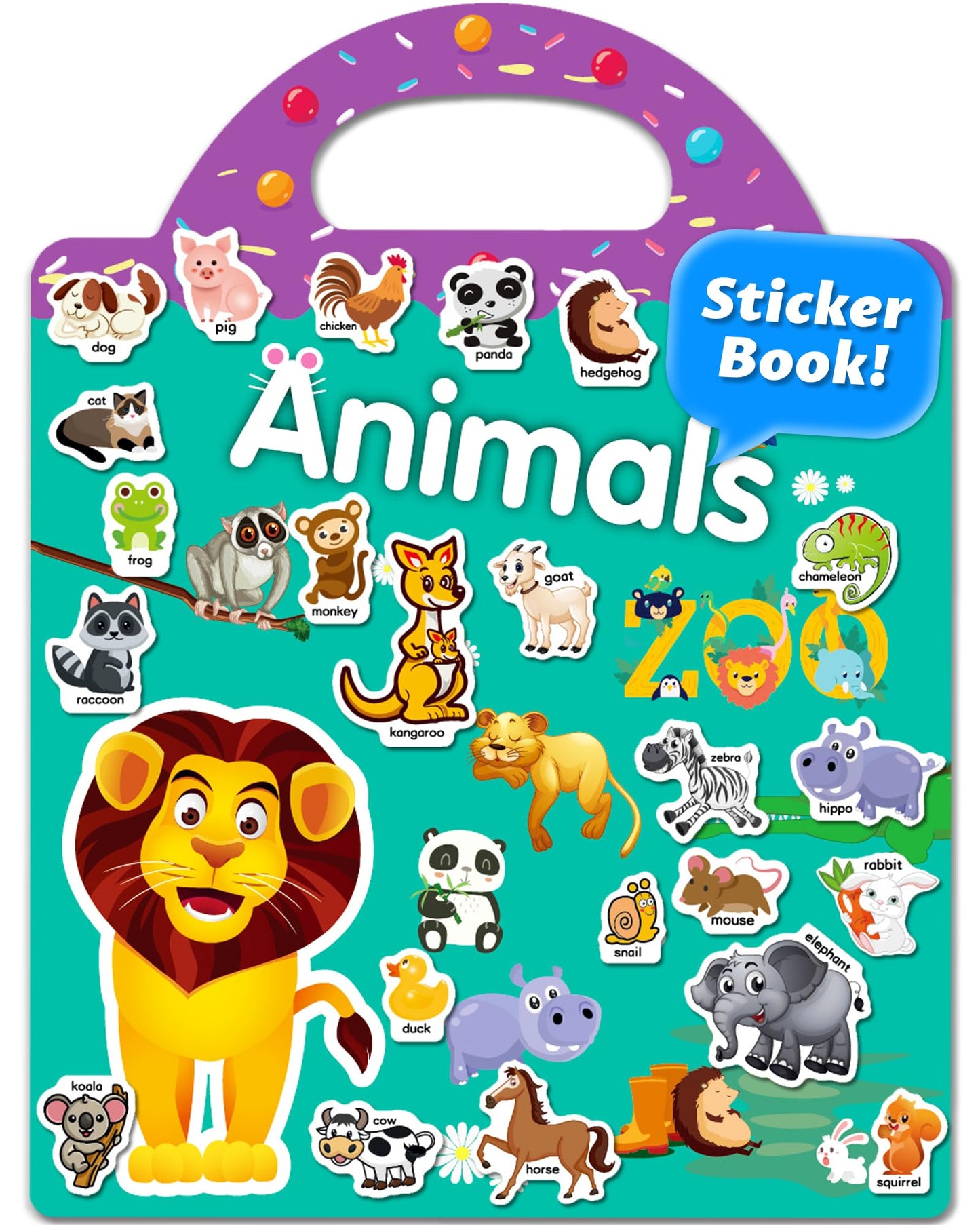 Walenced Reusable Sticker Book for Toddlers - Animal Zoo Theme, Portable & Screen-Free
