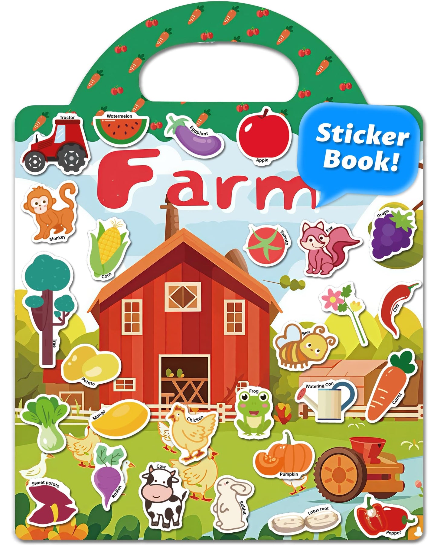 Walenced Reusable Sticker Book for Toddlers – Farm Theme, Waterproof & Portable