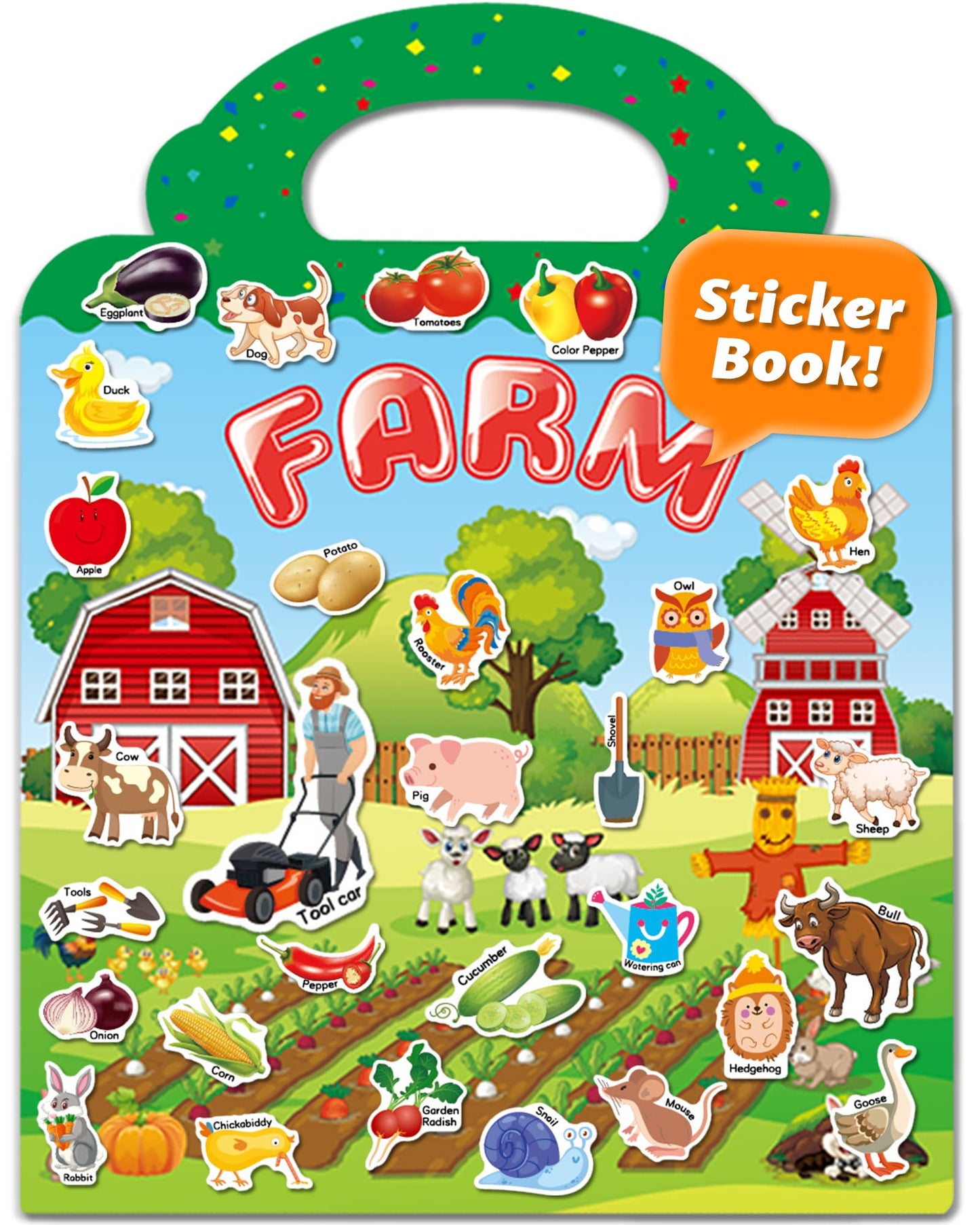 Walenced Reusable Sticker Book for Toddlers – Farm Theme, 43 Pieces
