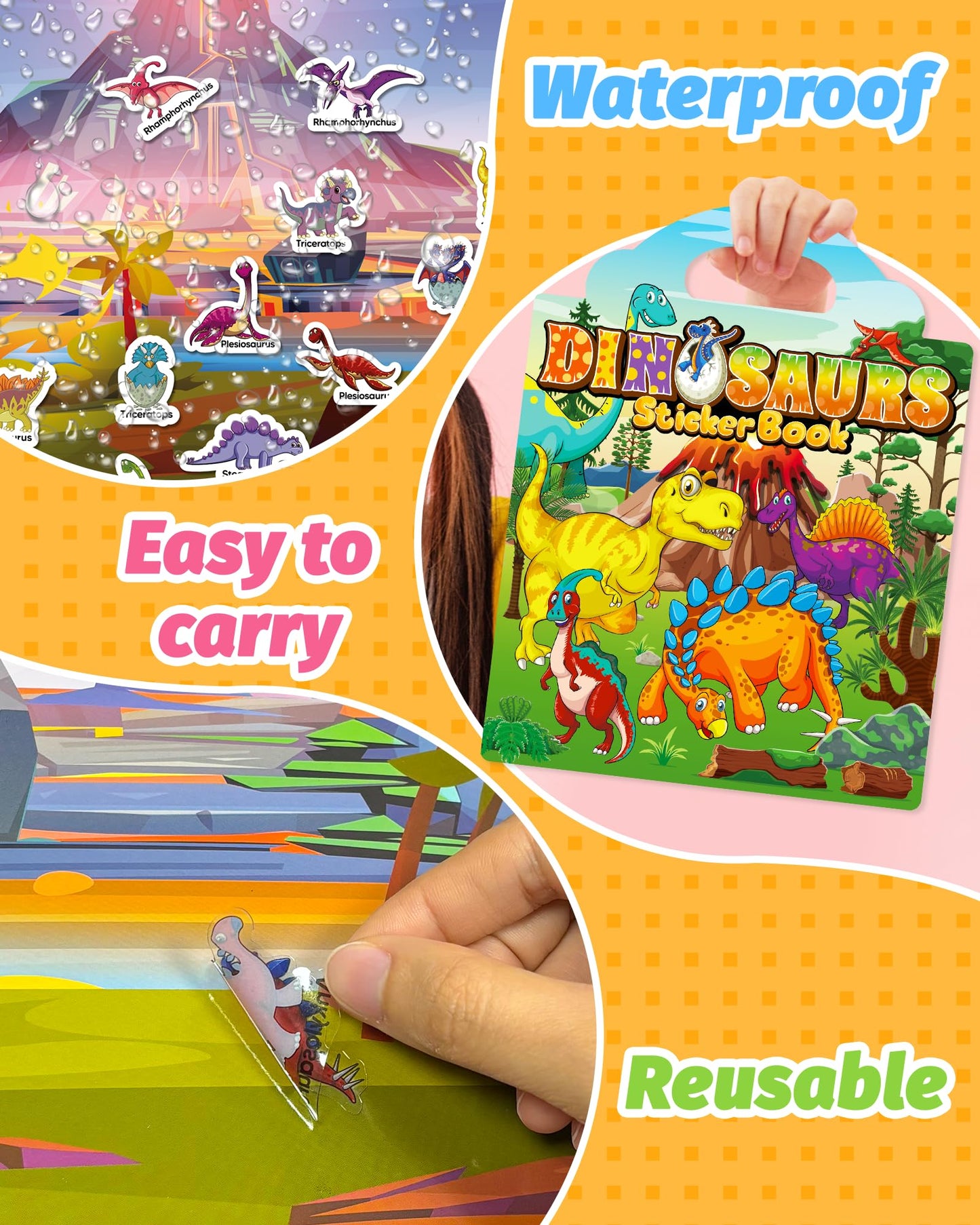 Walenced Reusable Dinosaur Sticker Book for Toddlers – Portable, Screen-Free Creative Play