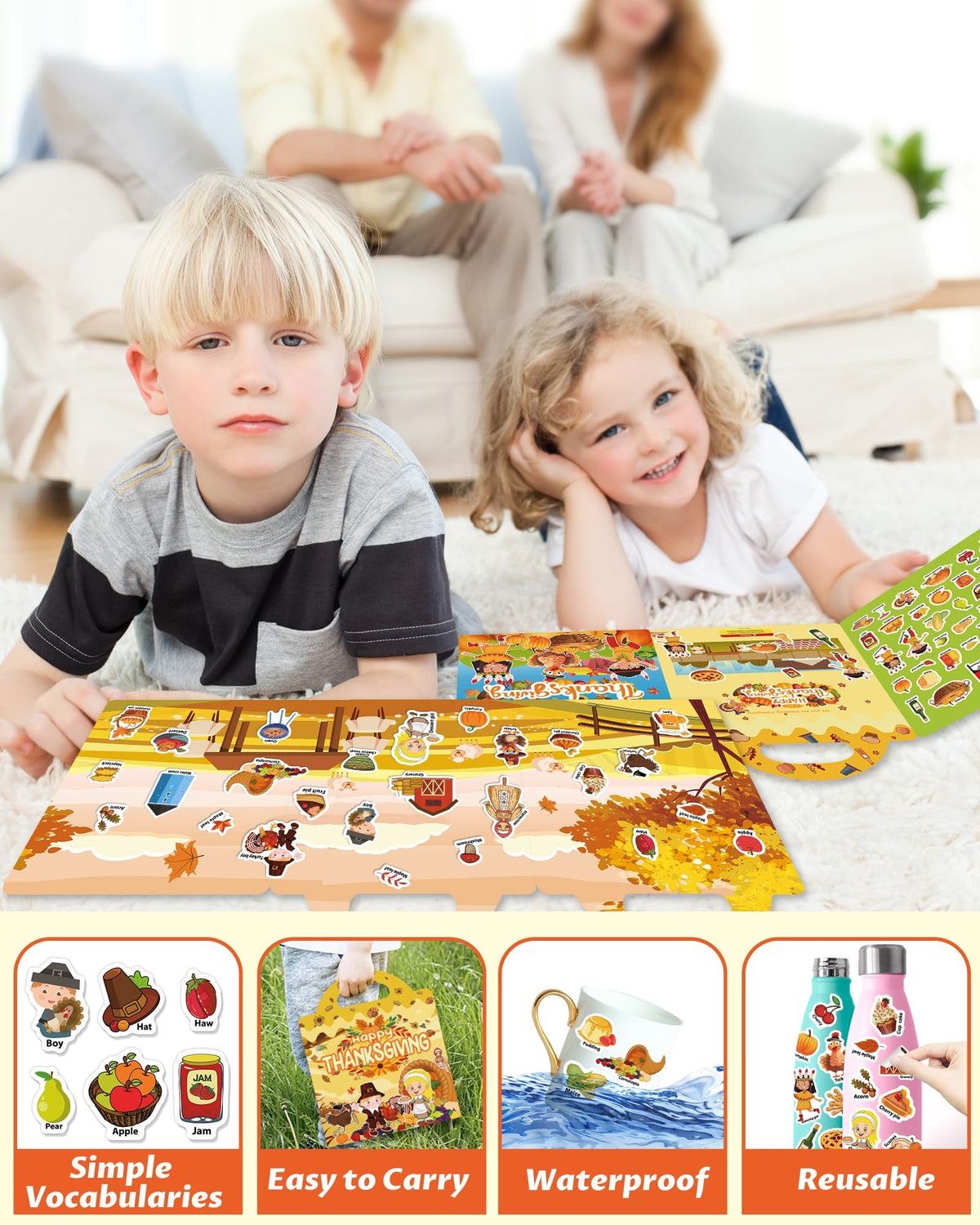 Walenced Reusable Sticker Book for Toddlers | Portable, Screen-Free Kids Activities (Ages 3+)