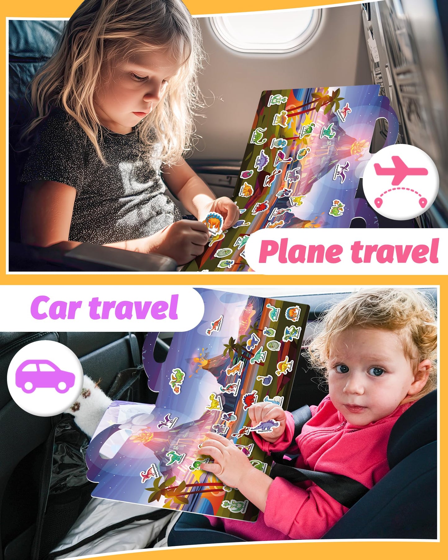 Walenced Reusable Dinosaur Sticker Book for Toddlers – Portable, Screen-Free Creative Play
