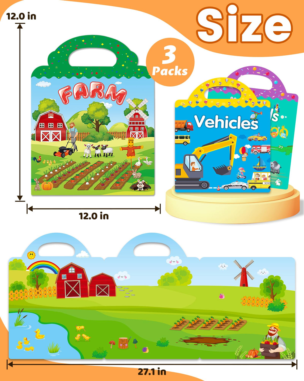 Walenced Reusable Sticker Book for Toddlers 2 Portable, Screen-Free Fun