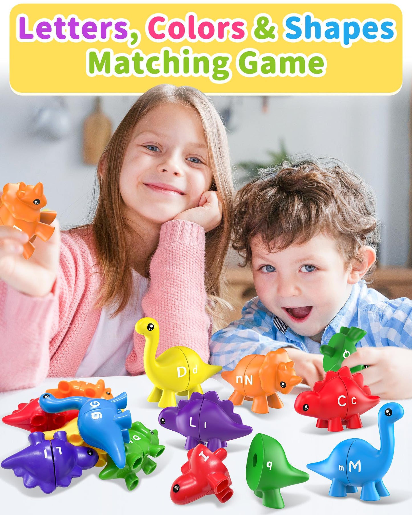 Walenty 26PCS Dinosaur Alphabet Learning Toys for Toddlers – Montessori Letter Matching