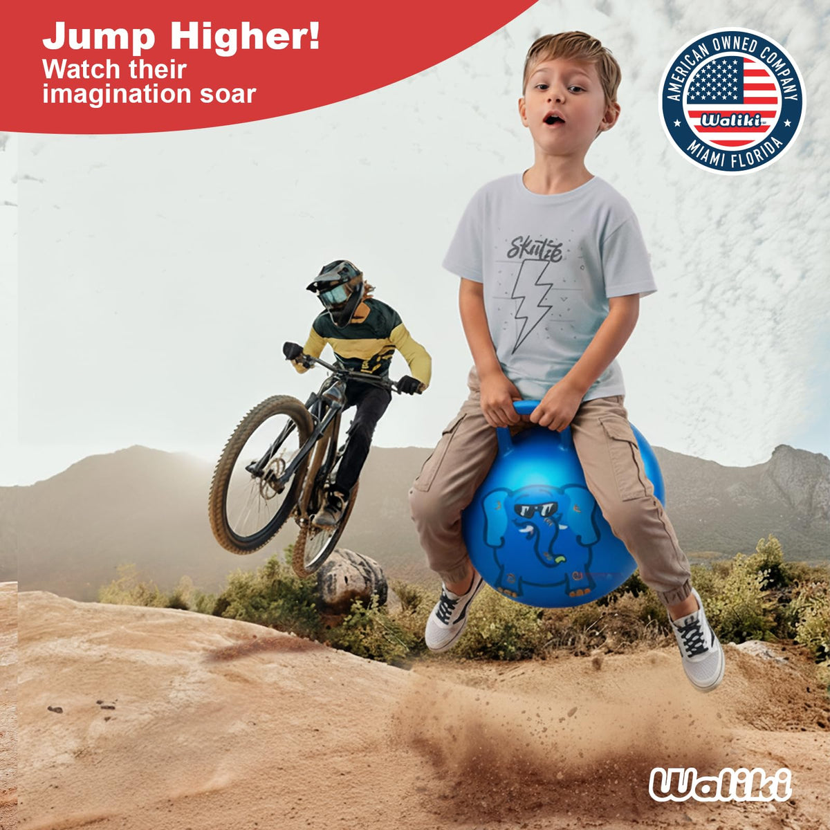 WALIKI Hopper Ball Toy 18in for Kids 3-6 | Hippity Hop Jumping Ball – Blue