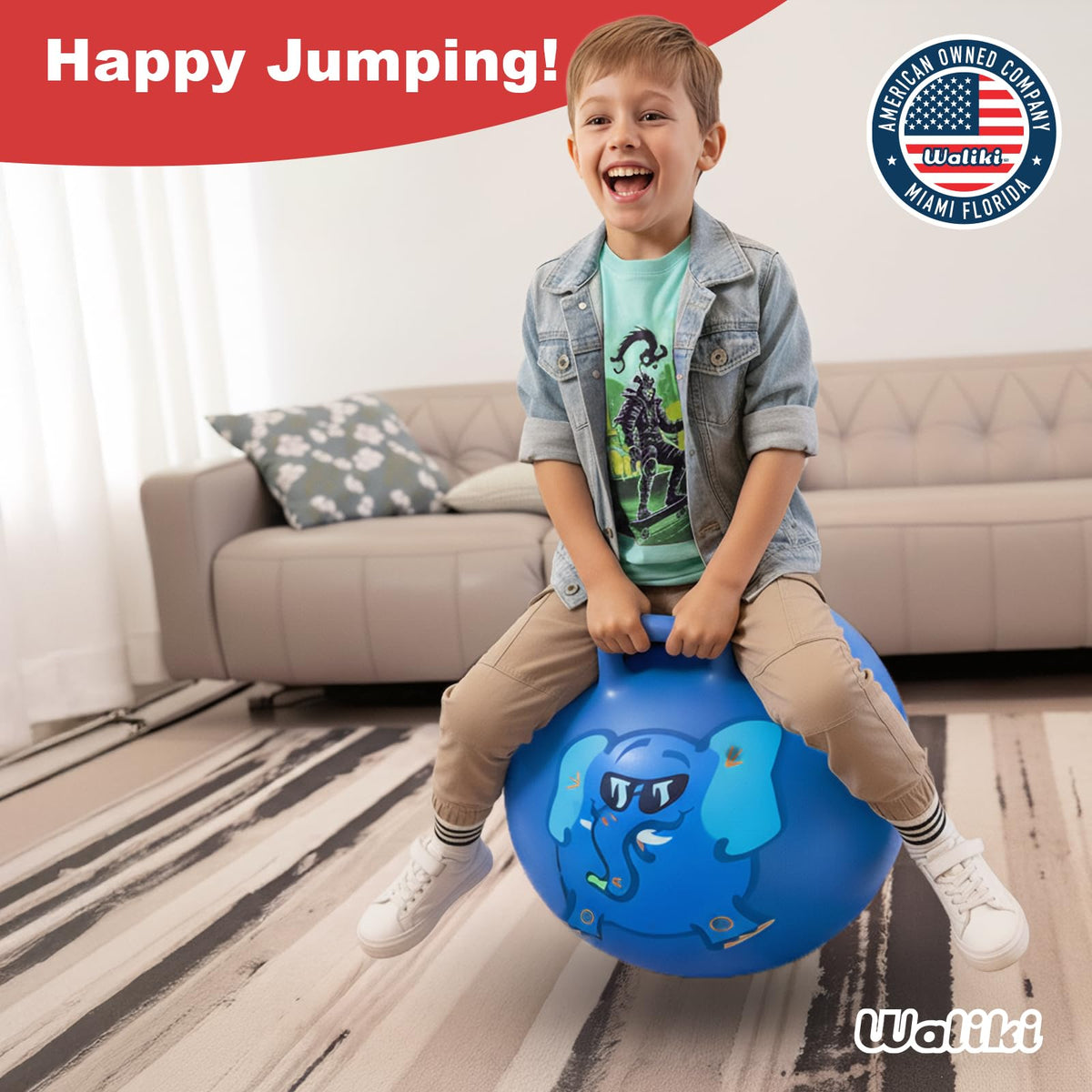 WALIKI Hopper Ball Toy 18in for Kids 3-6 | Hippity Hop Jumping Ball – Blue