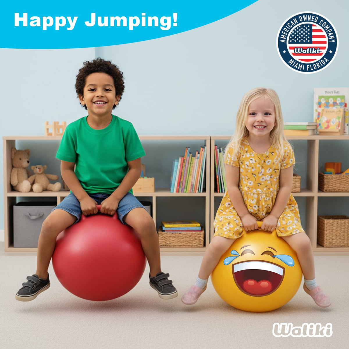 WALIKI Hopper Ball 18" - Jumping Hippity Hop Toy for Kids Aged 3-6 | Safe, Durable, Easy Inflate