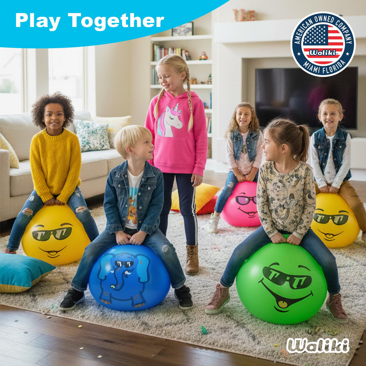 WALIKI Hopper Ball 18" - Jumping Hippity Hop Toy for Kids Aged 3-6 | Safe, Durable, Easy Inflate