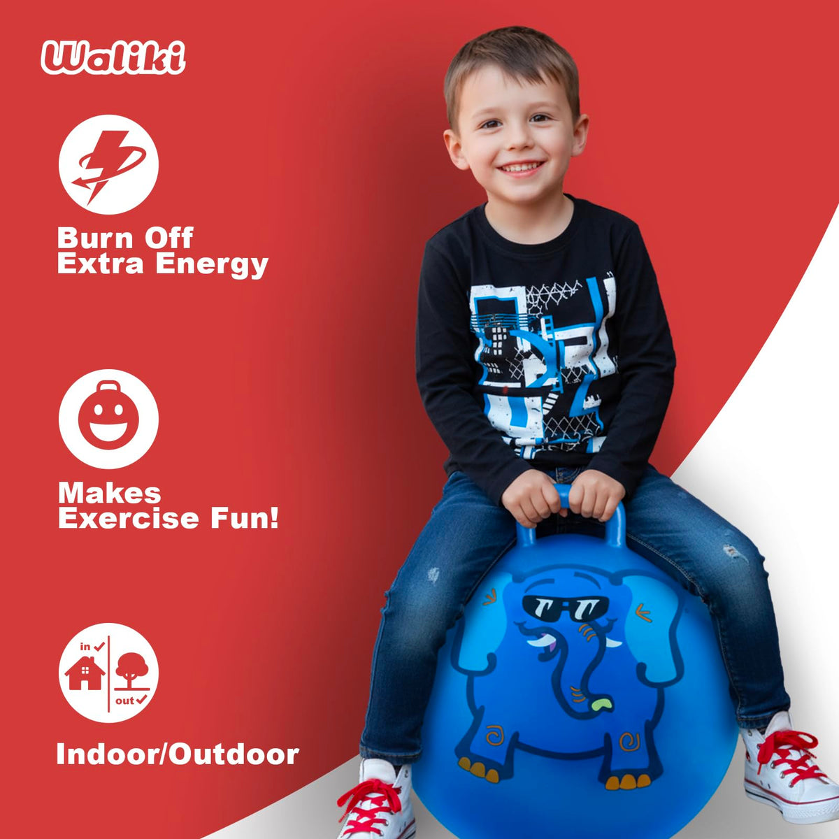 WALIKI Hopper Ball Toy 18in for Kids 3-6 | Hippity Hop Jumping Ball – Blue