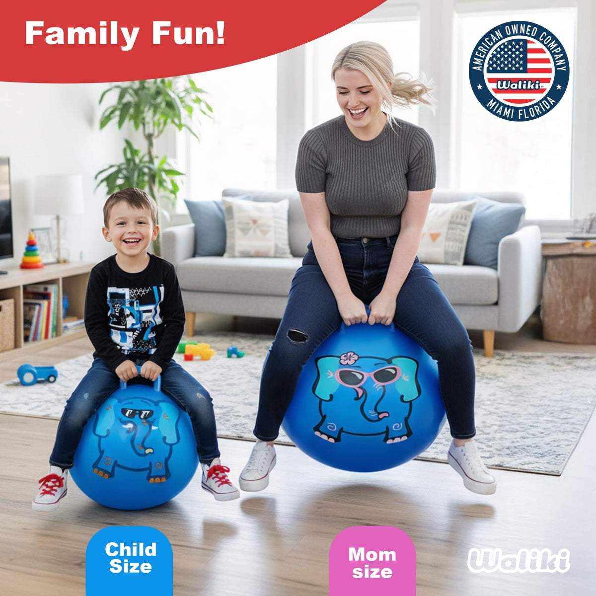 WALIKI Hopper Ball Toy 18in for Kids 3-6 | Hippity Hop Jumping Ball – Blue