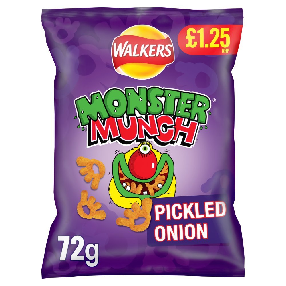 Walkers Monster Munch Pickled Onion Snacks 72g (Box of 18)