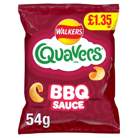 Walkers Quavers BBQ Sauce Snacks Crisps PMP 54g (Box of 18)