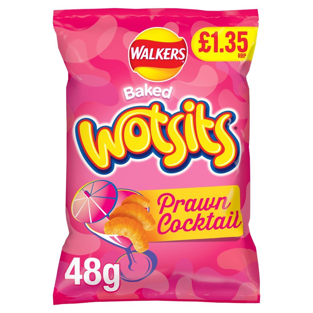 Walkers Wotsits Prawn Cocktail Crisps 48g (Box of 18)