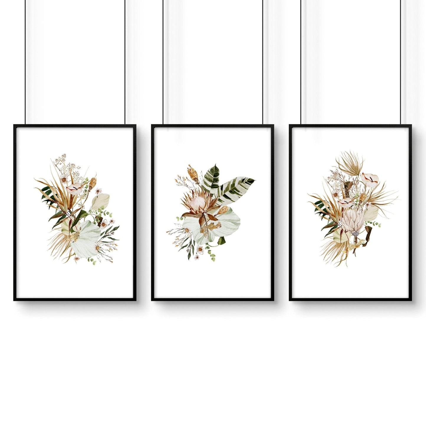 Bohemian wall art decor | Set of 3 framed wall art prints