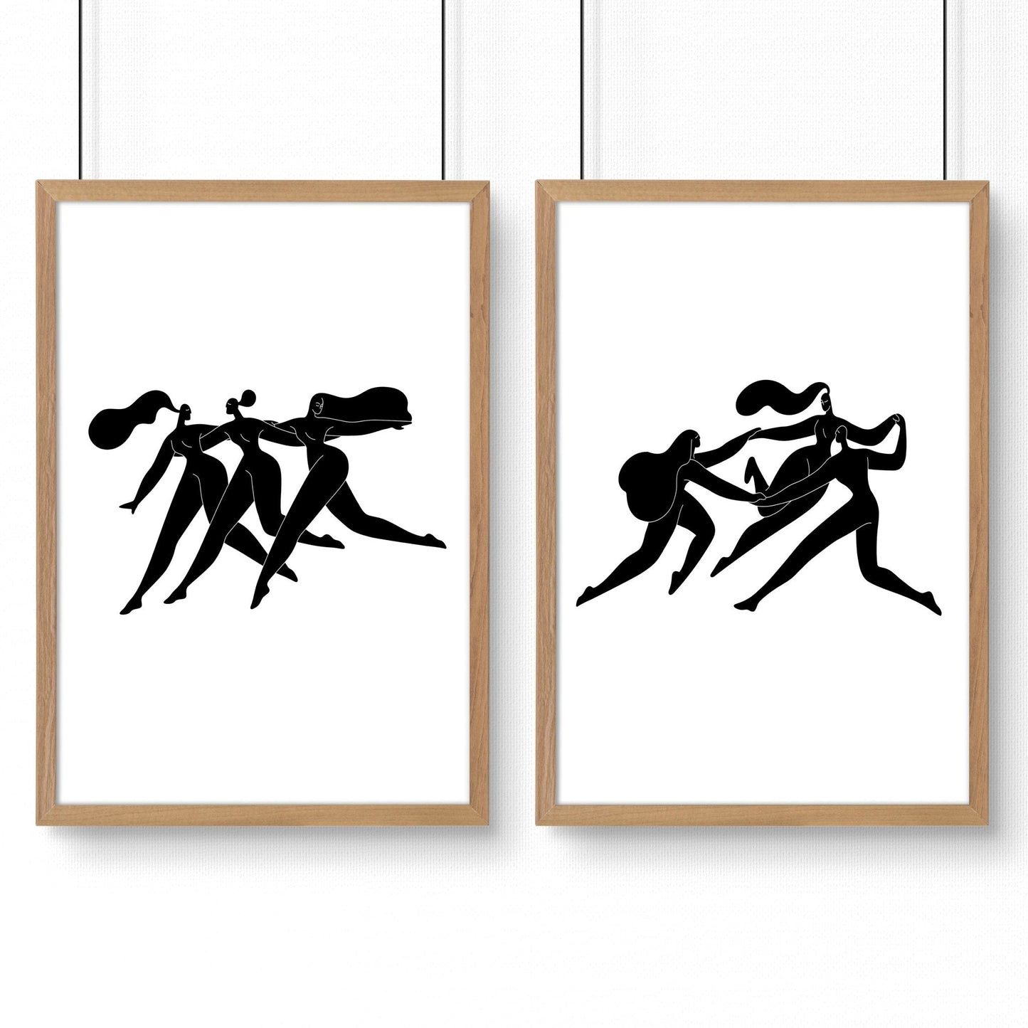 Wall Art Framed | Set of 2 Boho Women Wall art Prints