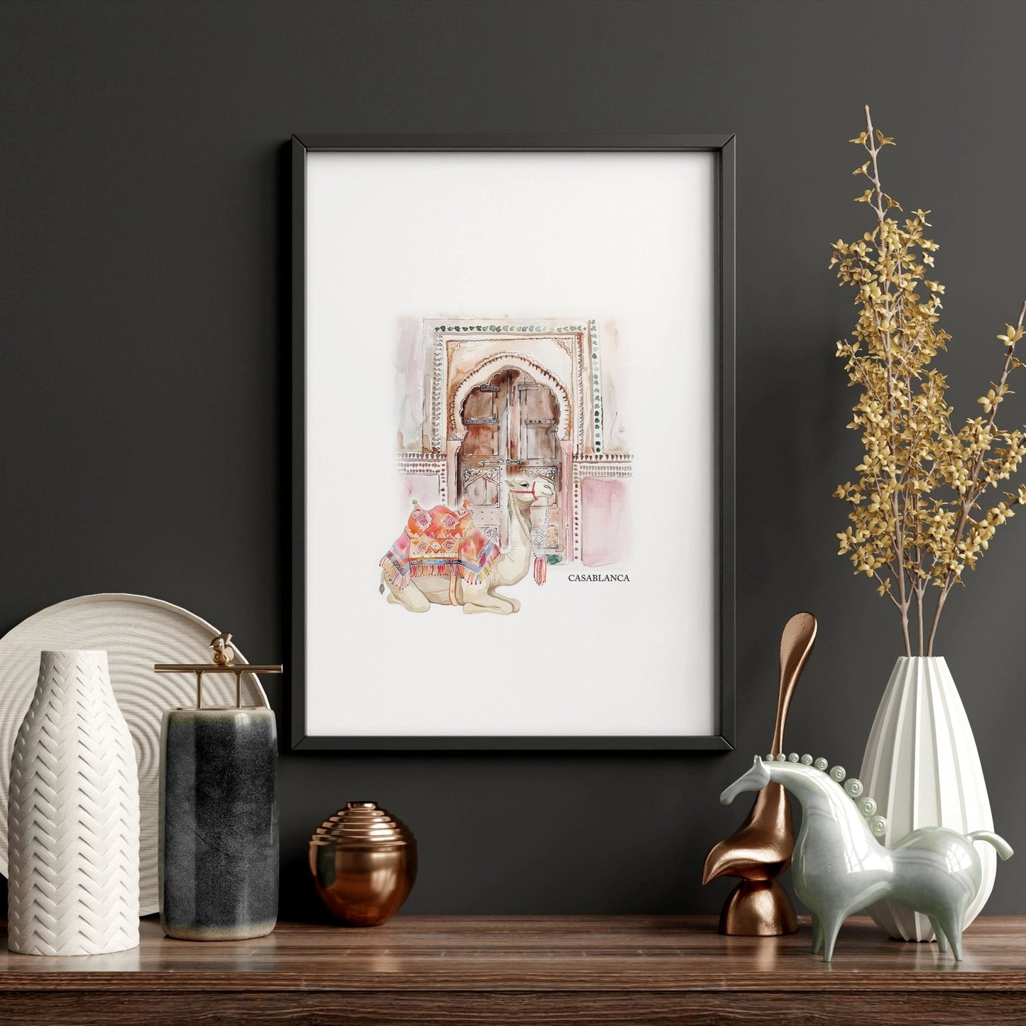 Wall Canvases For Living Room | Set of 3 Moroccan Inspired Wall art Prints