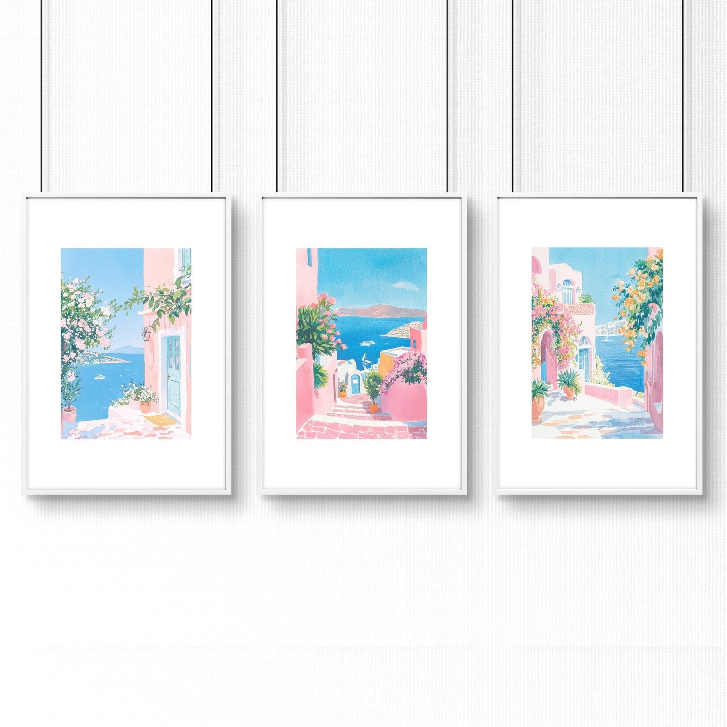 Wall Paintings In Living Room | Set of 3 Beach Decor Wall art Prints
