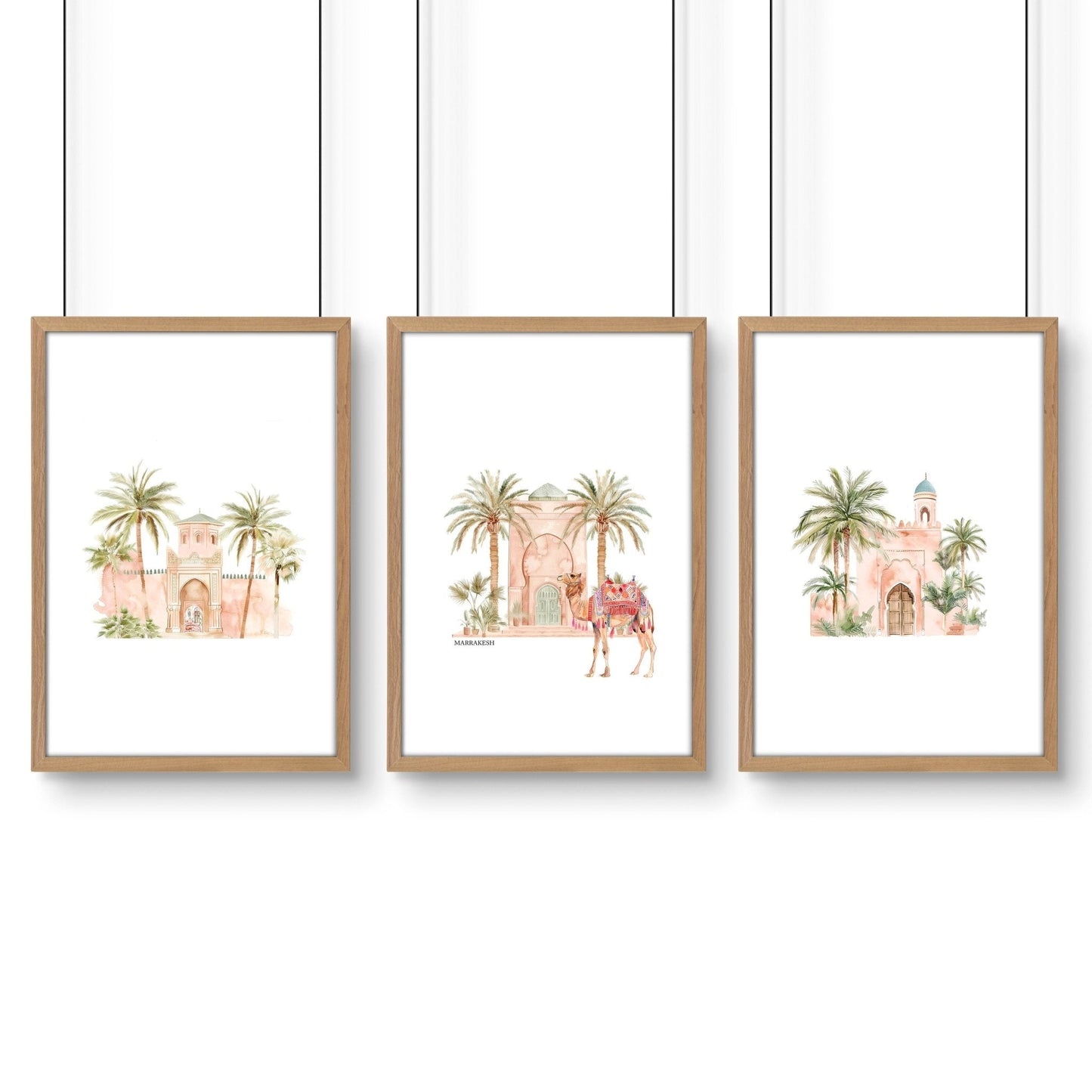 Wall Picture With Frame | Set of 3 Moroccan Wall art Prints