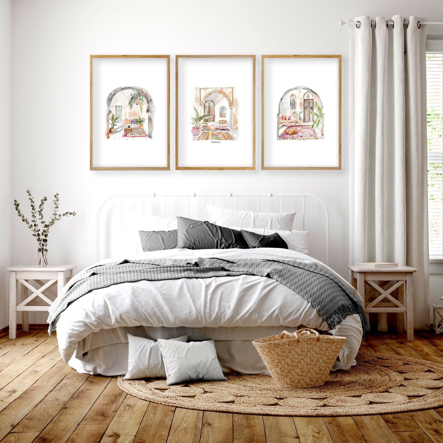 Wall Pictures With Frames | Set of 3 Moroccan Inspired Wall art Prints