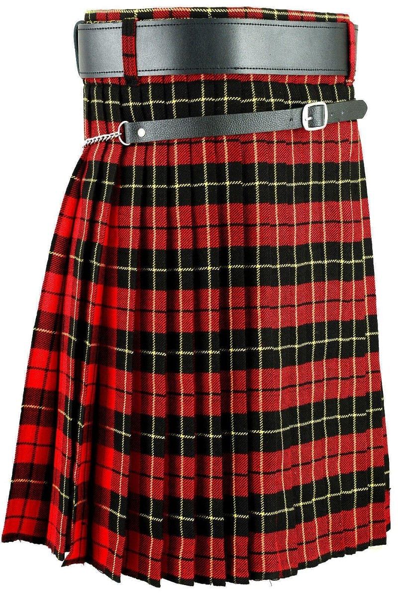 Wallace Tartan Traditional Scottish Men's Kilt Outfit Thistle Pin, Buckle, Belt, Sporran Set