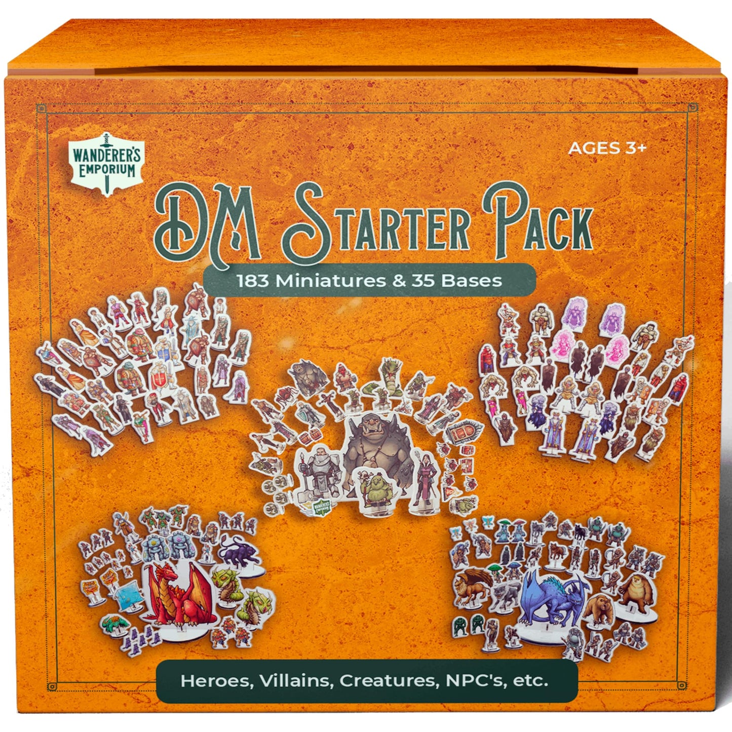 Wanderers Emporium Hard Flat Minis - 28-32mm D&D DM Starter Pack (183 Minis)