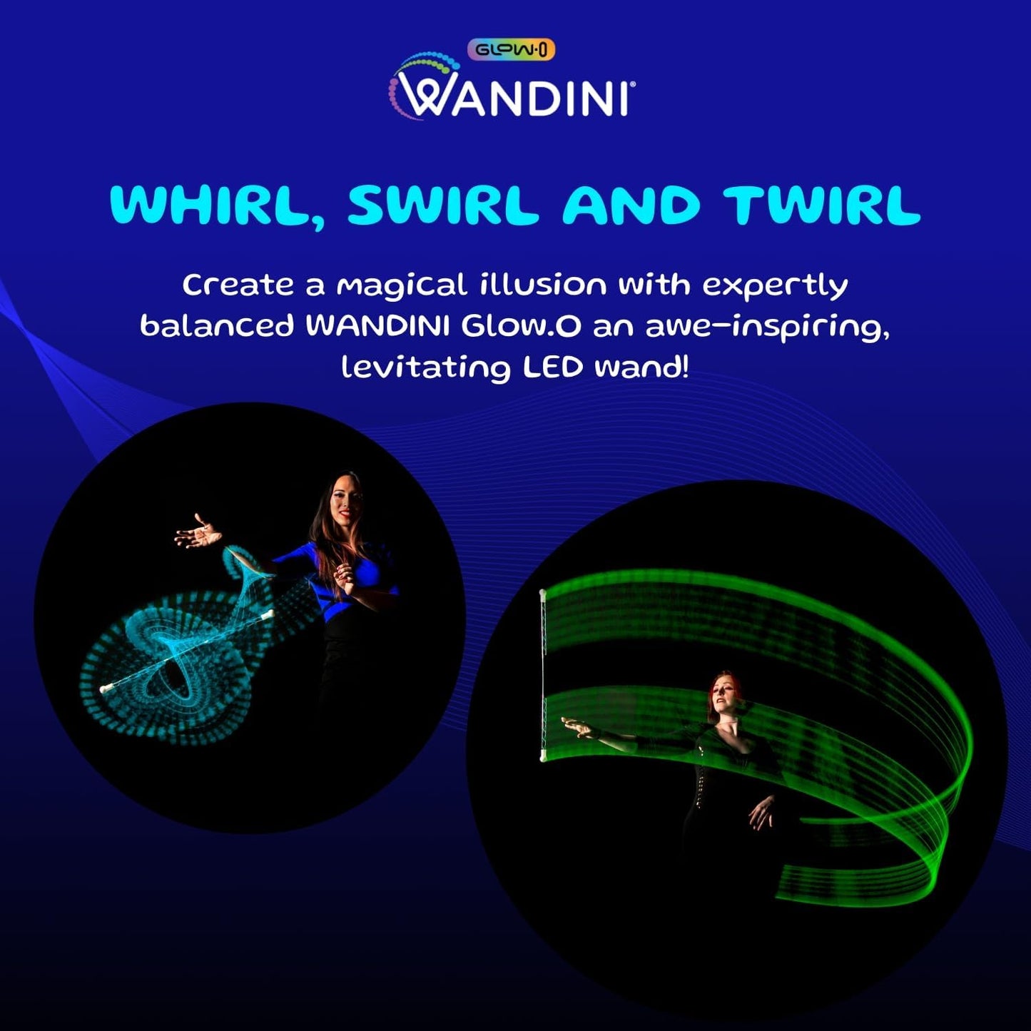 Wandini Glow.0 LED Light Magic Wand – Collapsible Levitation Stick, USB Rechargeable, 22 Color Modes