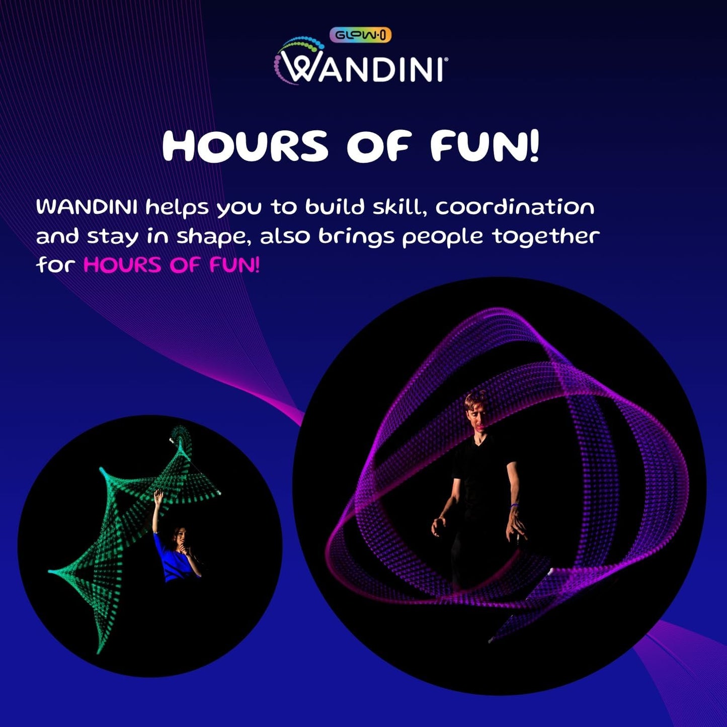 Wandini Glow.0 LED Light Magic Wand – Collapsible Levitation Stick, USB Rechargeable, 22 Color Modes