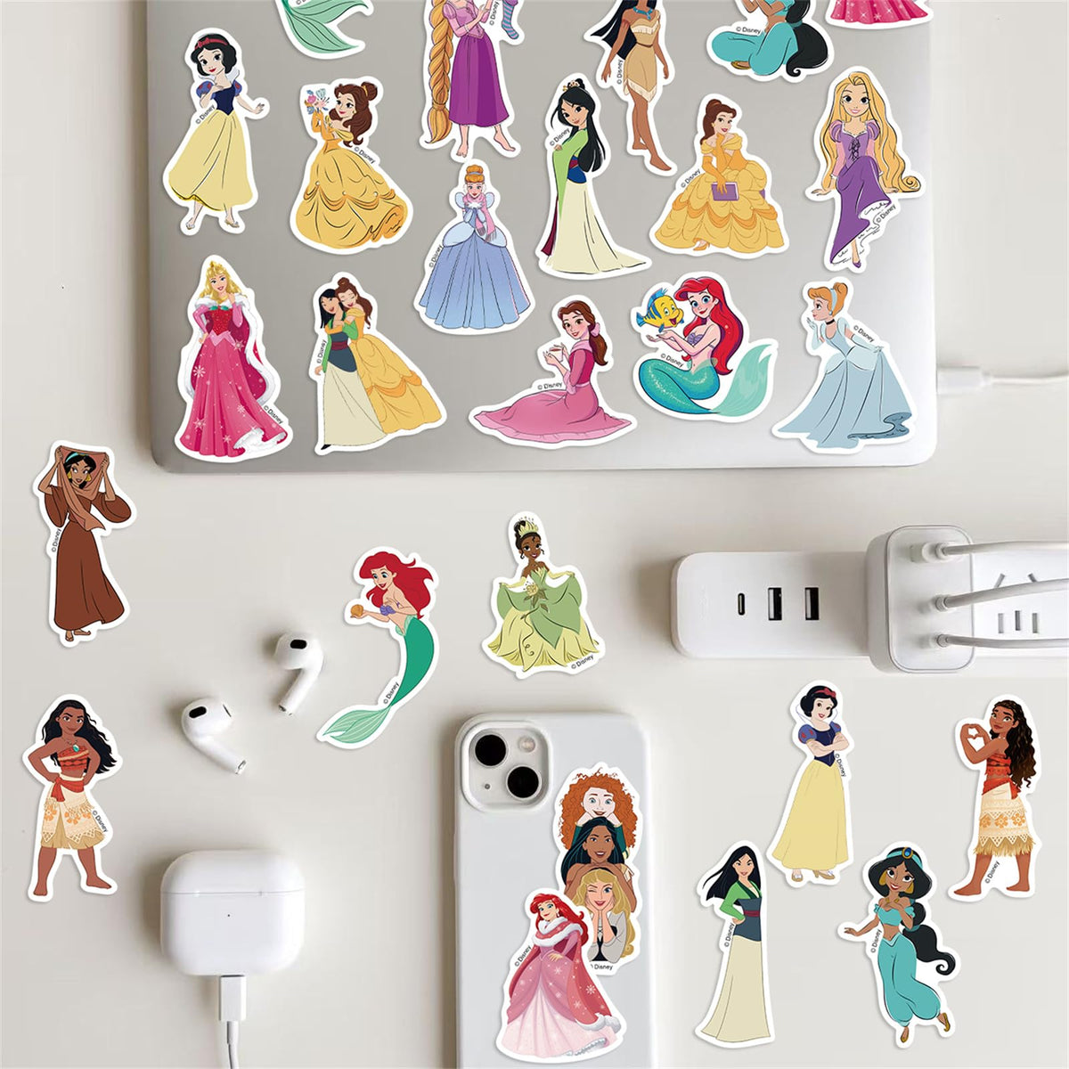 Wanhuatong 52pcs Princess Stickers – Waterproof Vinyl Decals for Water Bottles, Laptops & DIY Decor