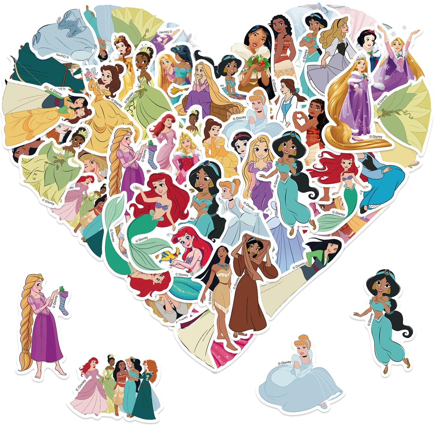 Wanhuatong 52pcs Princess Stickers – Waterproof Vinyl Decals for Water Bottles, Laptops & DIY Decor