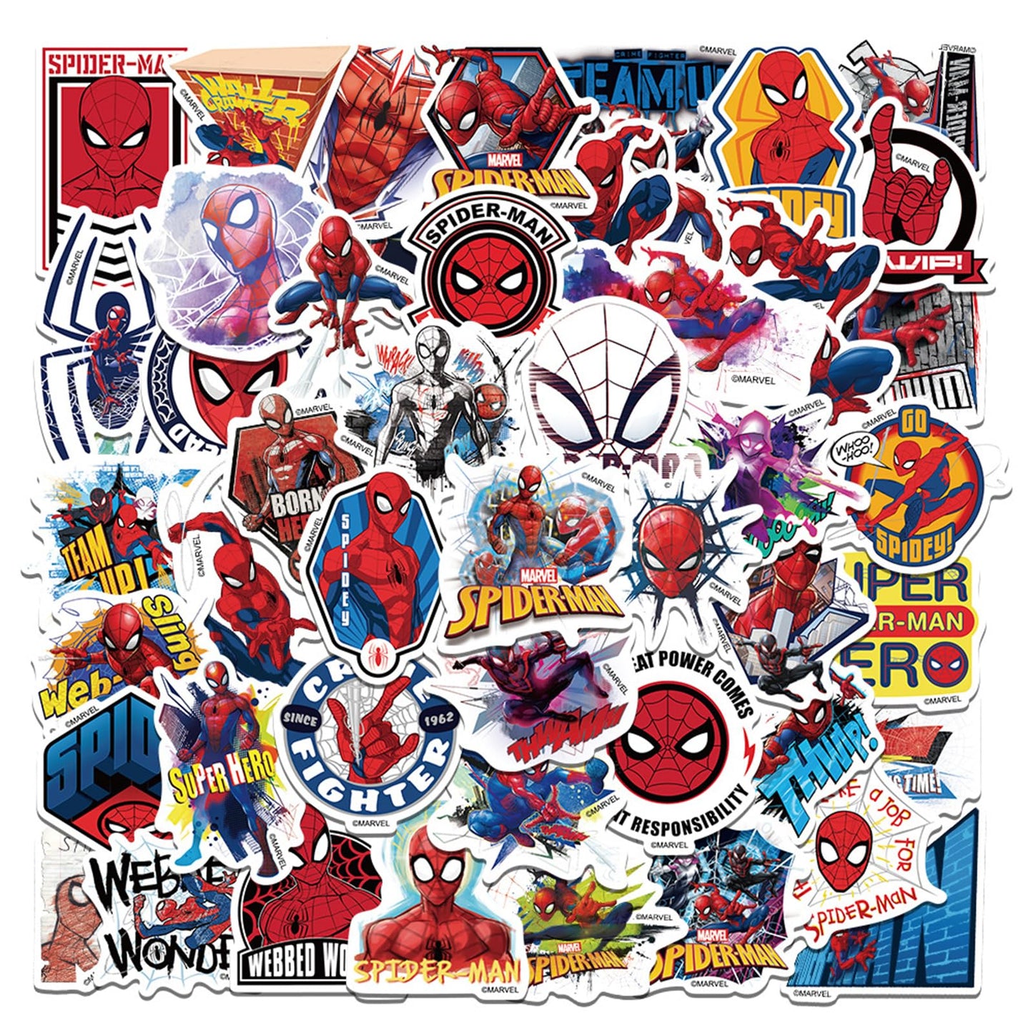 wanhuatong 50pcs Spider-Man Stickers for Kids – Waterproof Vinyl Decals for Water Bottles, Laptops & More