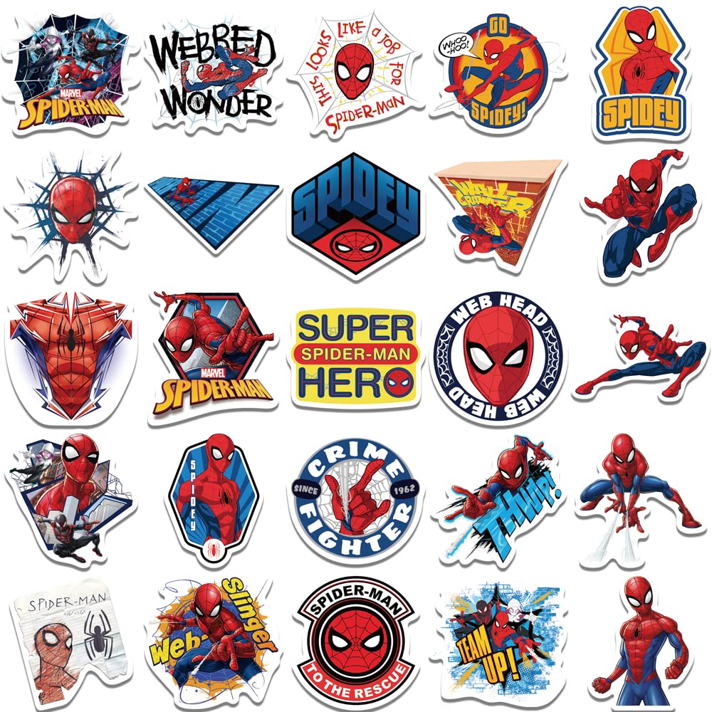 wanhuatong 50pcs Spider-Man Stickers for Kids – Waterproof Vinyl Decals for Water Bottles, Laptops & More