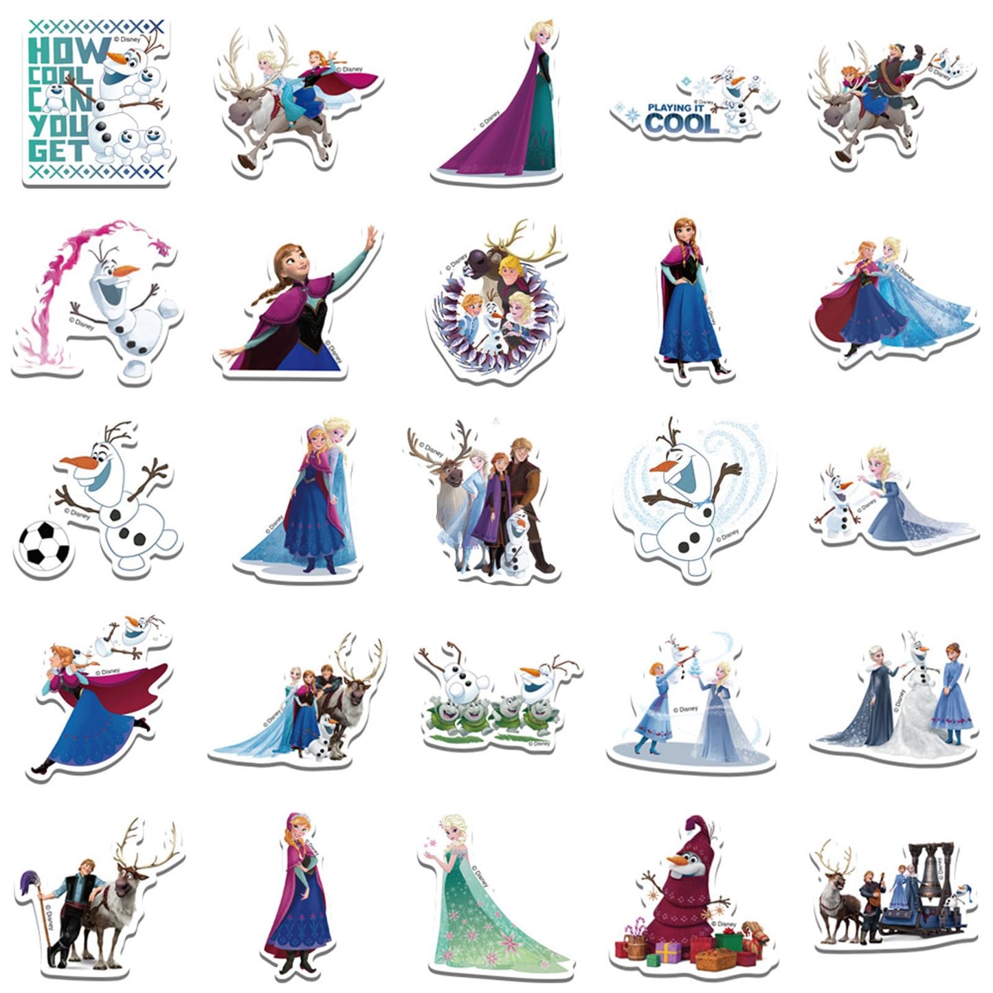 Wanhuatong Cartoon Frozen Stickers – 50 Waterproof Vinyl Decals for Water Bottles, Laptops & DIY Decor