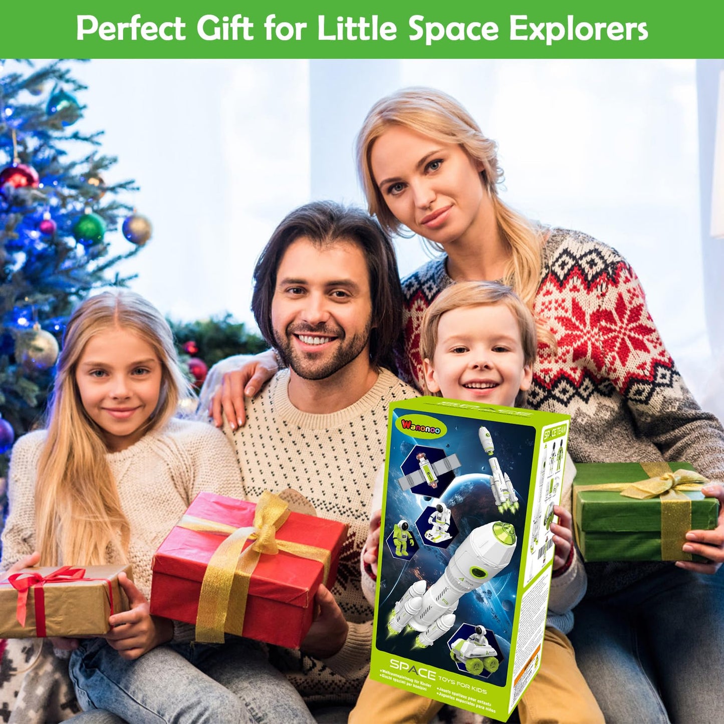 Wanonoo Rocket Space Toys with Lights & Sound – STEM Space Playset for Kids 3-8