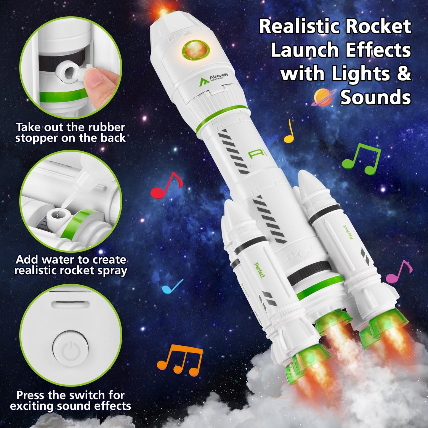 Wanonoo Rocket Space Toys with Lights & Sound – STEM Space Playset for Kids 3-8