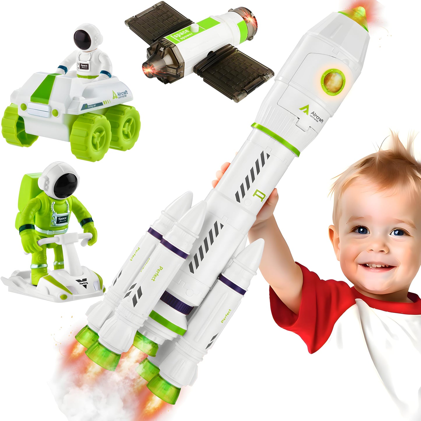 Wanonoo Rocket Space Toys with Lights & Sound – STEM Space Playset for Kids 3-8