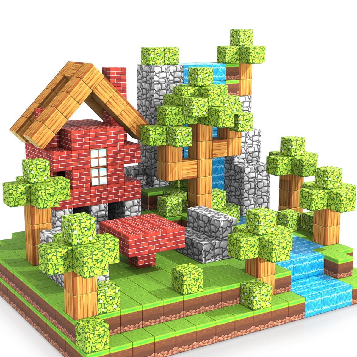Wanplay 100PCS Magnetic Blocks – 1-Inch Building Toys for Kids, Forest-Themed Sensory Construction Set (Ages 3-12)