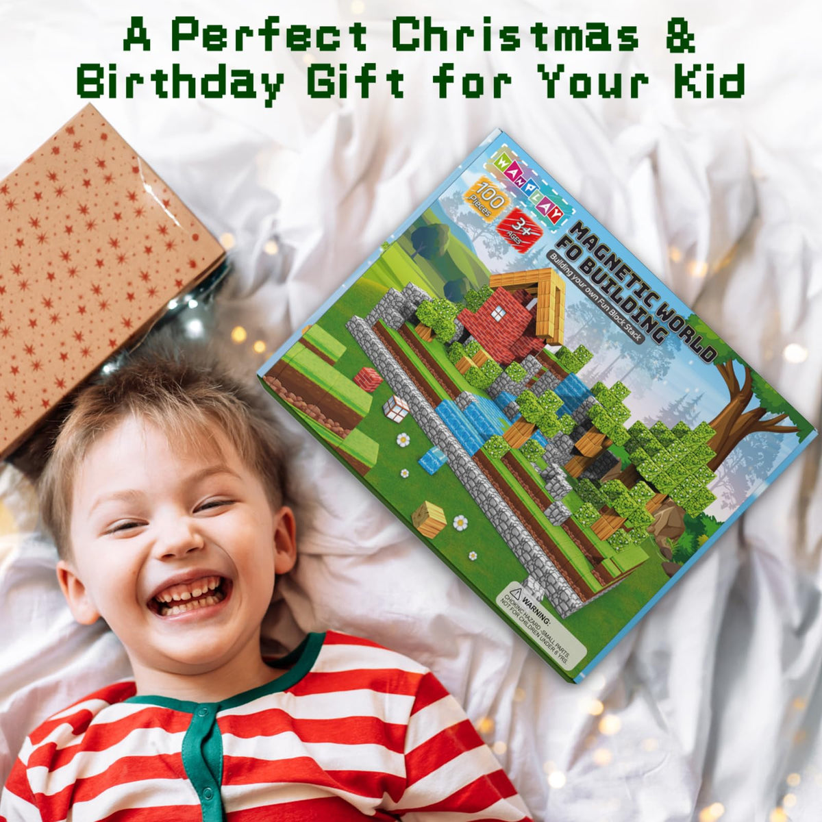 Wanplay 100PCS Magnetic Blocks – 1-Inch Building Toys for Kids, Forest-Themed Sensory Construction Set (Ages 3-12)