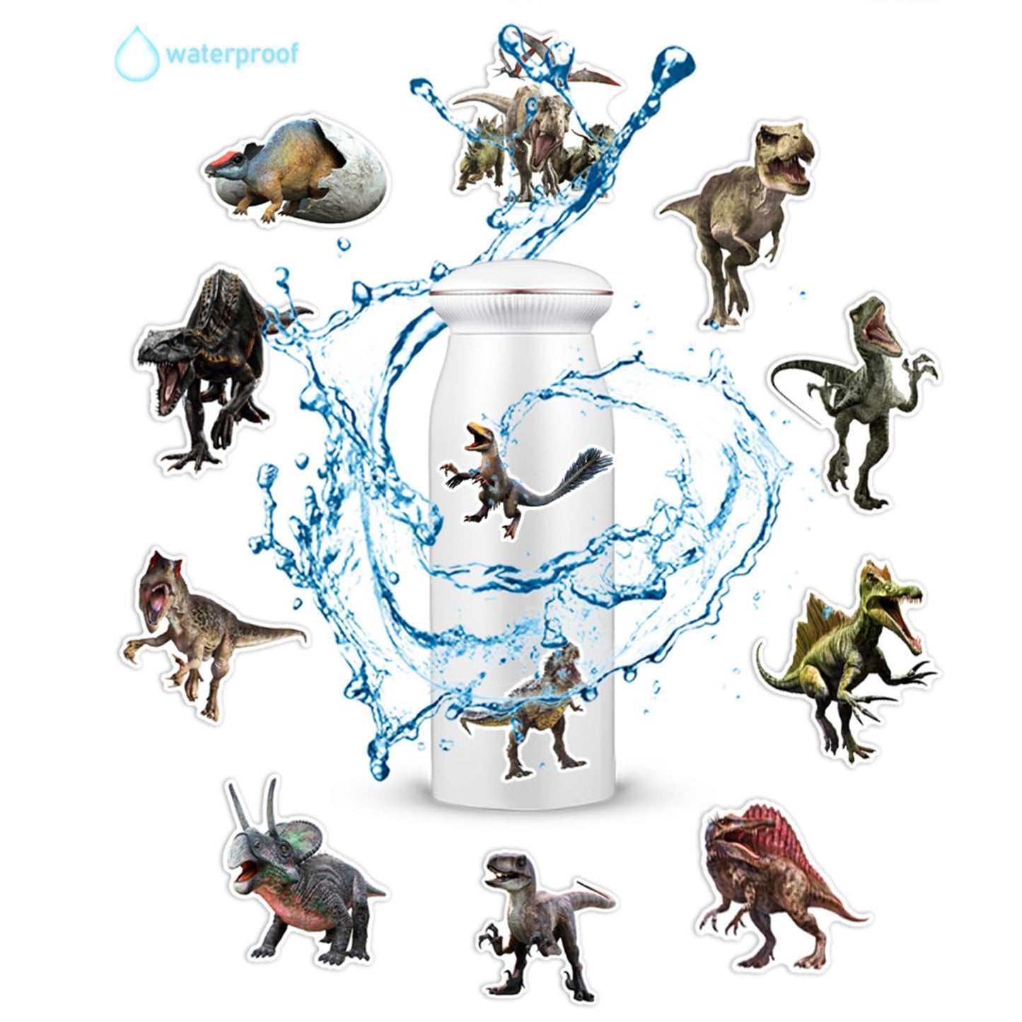 WANVAE 100pcs Jurassic Dinosaur Stickers – Waterproof Dino Decals for Kids