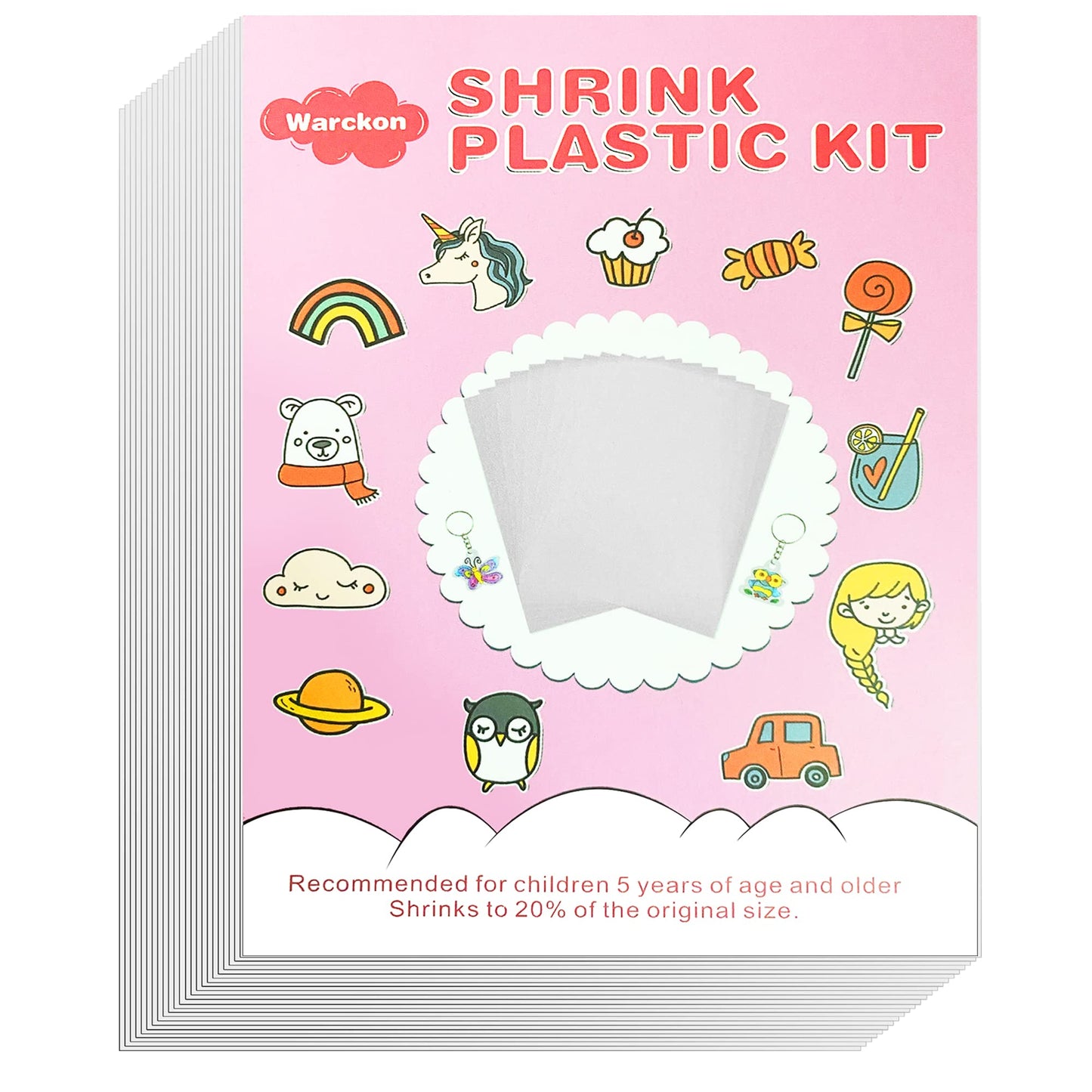 Warckon 24-Pack Shrink Plastic Sheets for Kids – DIY Shrinky Dinks, Jewelry & Keychains
