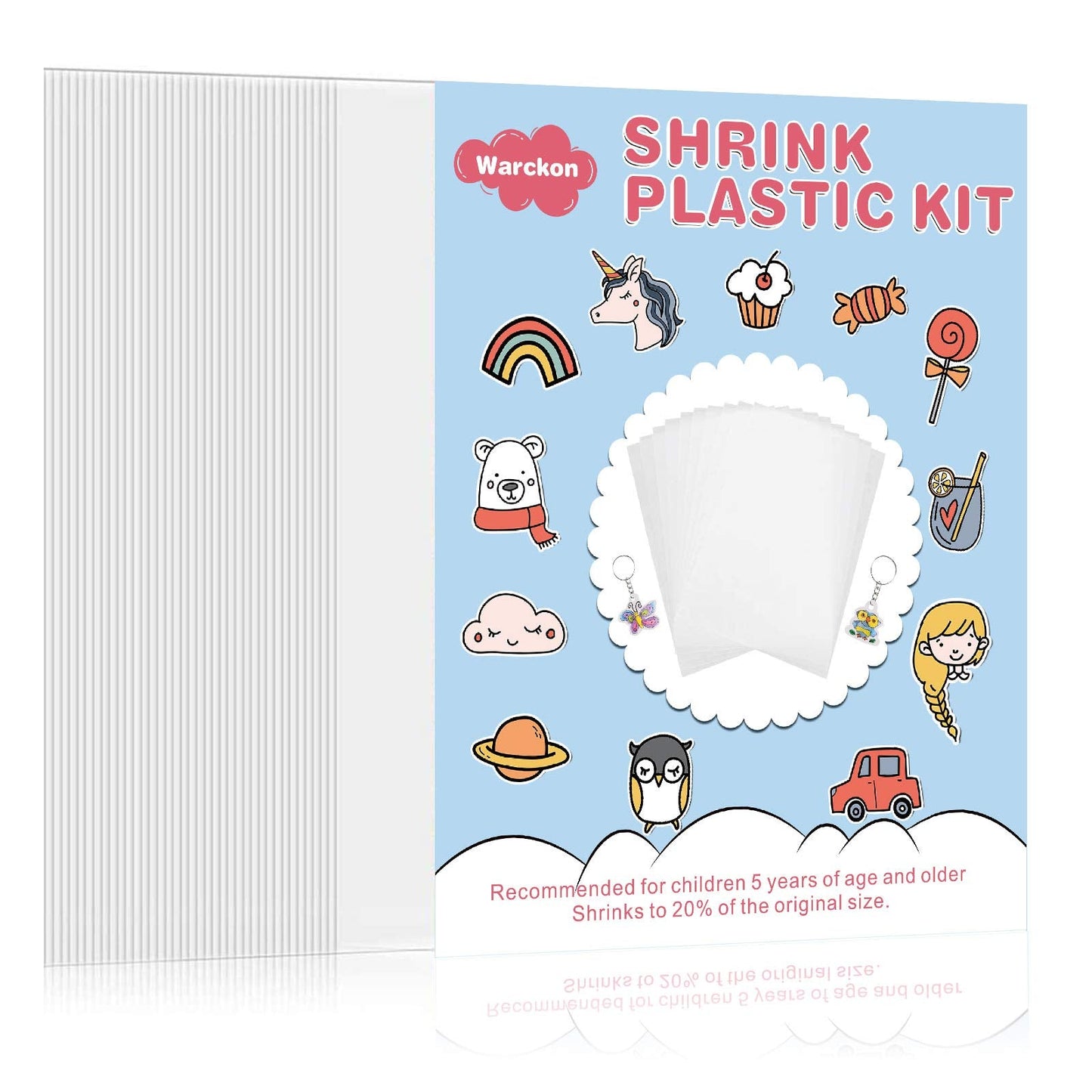 Warckon 72-Piece Shrink Plastic Sheets – Frosted & Glossy Shrink Art Paper for Kids Crafts