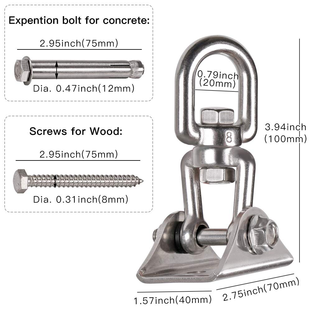 WAREMAID Heavy Duty 360° Swivel Hanger – Stainless Steel Ceiling Mount, 1000 lb Capacity