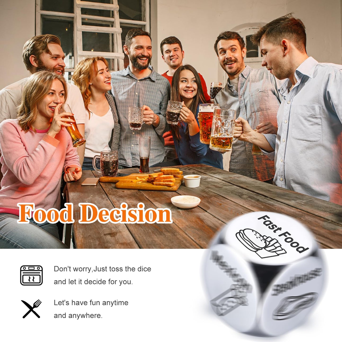 Wareon Valentines Day Gifts for Him & Her – Steel Food Decision Dice