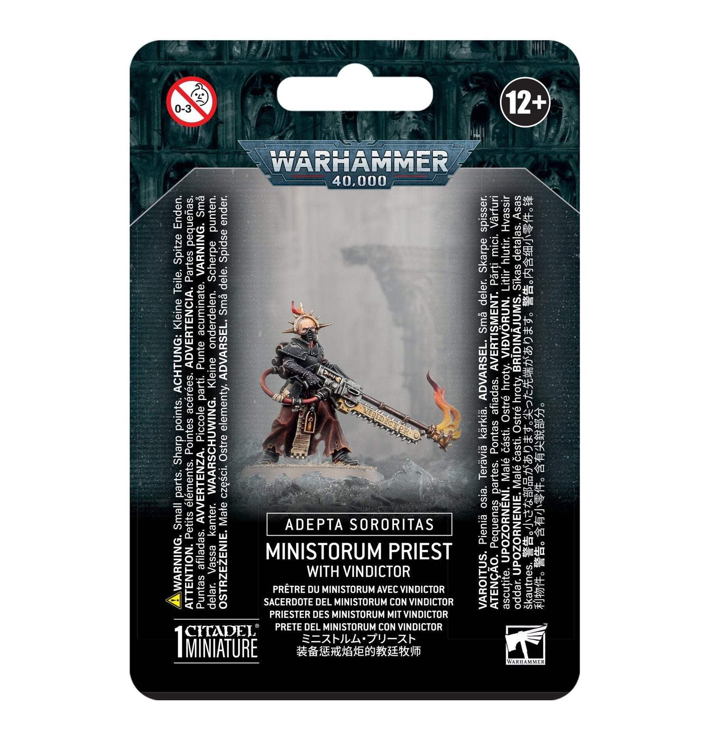 Warhammer 40K Adepta Sororitas Ministorum Priest with Vindictor – Push‑fit Miniature
