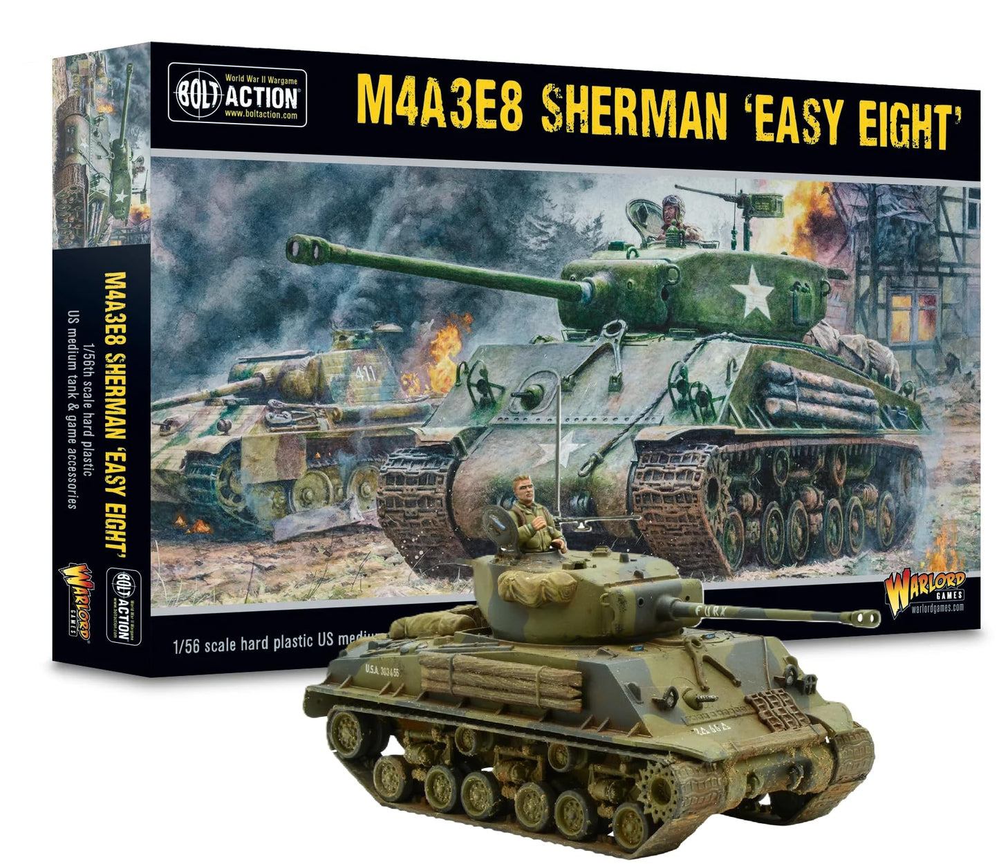 Warlord Games M4A3E8 Sherman Easy Eight – 1:56 Plastic Tank for Bolt Action