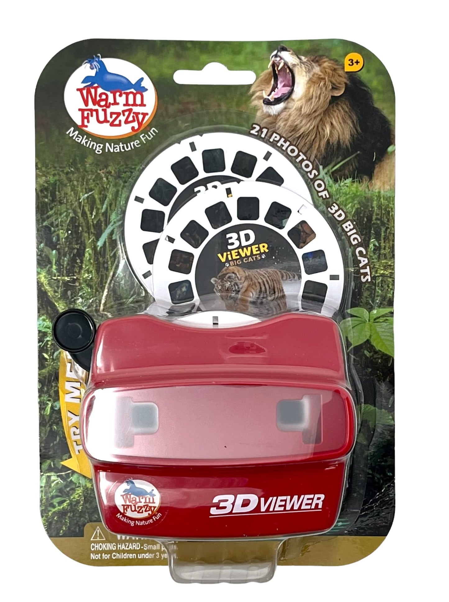 Warm Fuzzy Toys 3D Big Cats Viewer T-214BC — 21 HD Images on 3 Discs, Portable for Home & Classroom