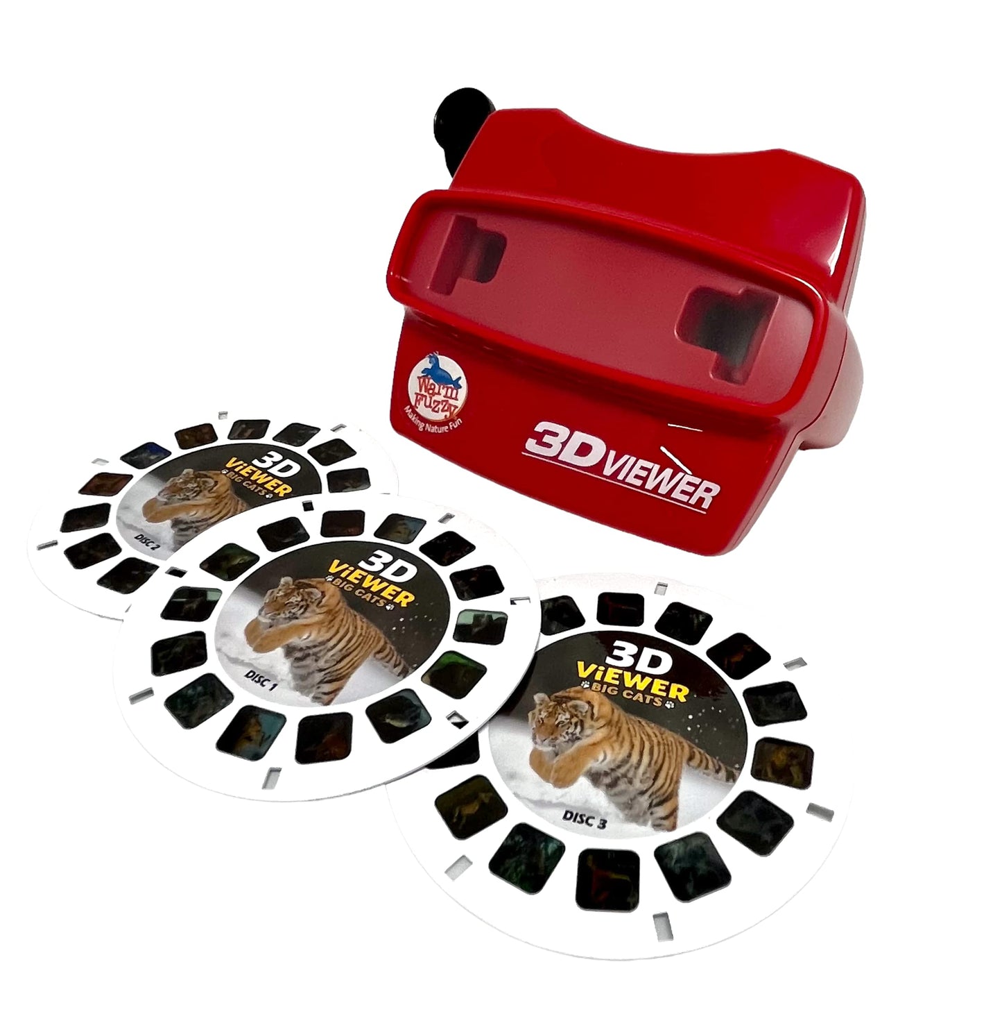 Warm Fuzzy Toys 3D Big Cats Viewer T-214BC — 21 HD Images on 3 Discs, Portable for Home & Classroom